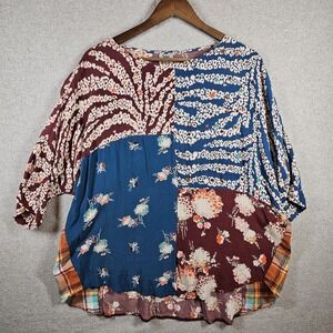 Ivy Jane Dolman Scoop Neck Top USA Patchwork Boho Cottagecore Hippie Peasant S/M